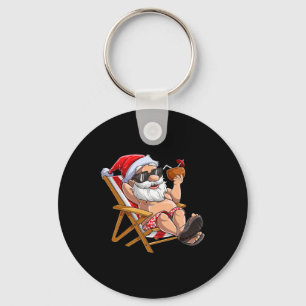 Tomte jul i juli pojkar tropisk Hawaii Nyckelring