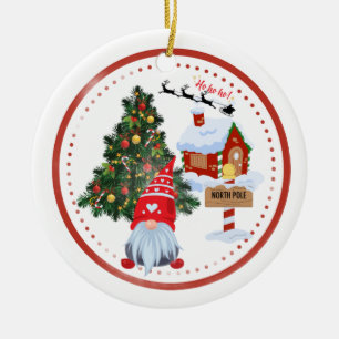 Tomte jul i nordpolen julgransprydnad keramik