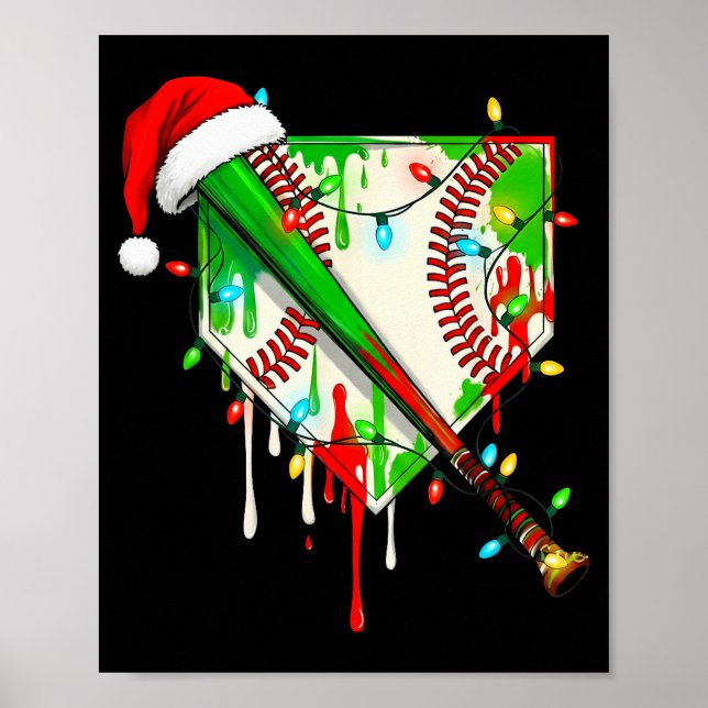 Tomte Jul Isbaseboll Jul Xmas Pyjamas Barn  Poster (Framsidan)