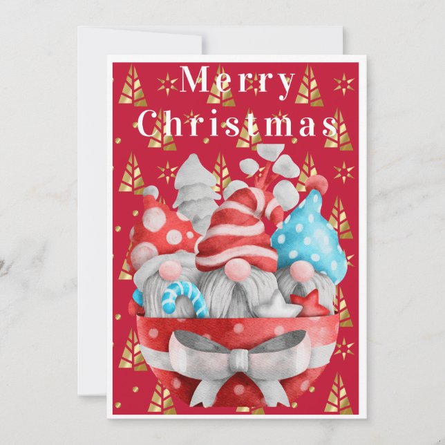 Tomte Jul Julfirande Julkort (Framsida)