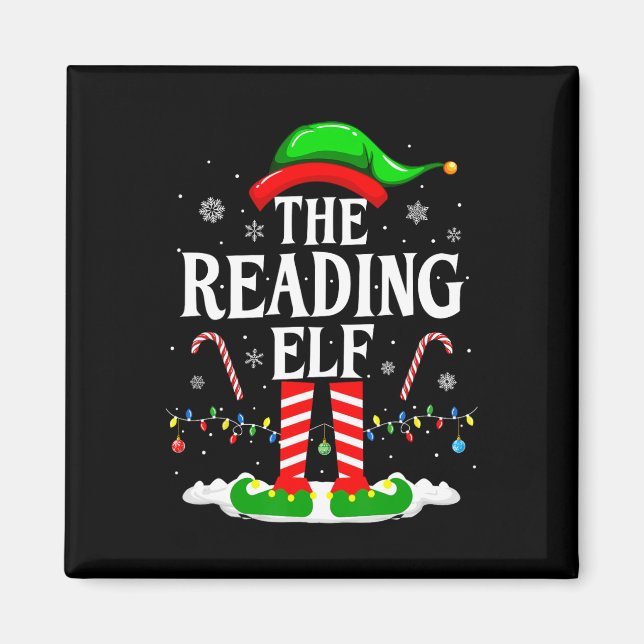 Tomte jul läsning Rolig bok älskare jul Böcker Magnet (Framsidan)