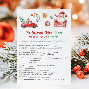 Tomte jul Mad Libs spel Julkort