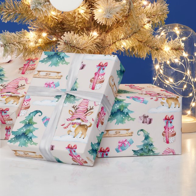 Tomte Jul med Hjort Presentpapper (Helgdagar)