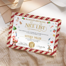 Tomte jul officiell snälla lista certifikat inbjudningar
