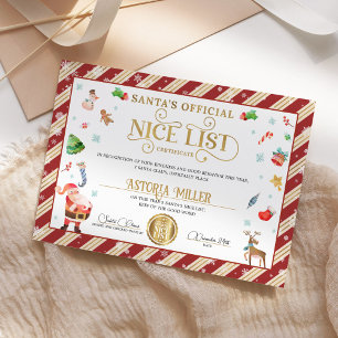 Tomte jul officiell snälla lista certifikat inbjudningar