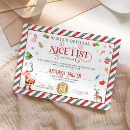 Tomte jul officiell snälla lista certifikat inbjudningar