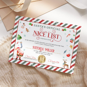 Tomte jul officiell snälla lista certifikat inbjudningar