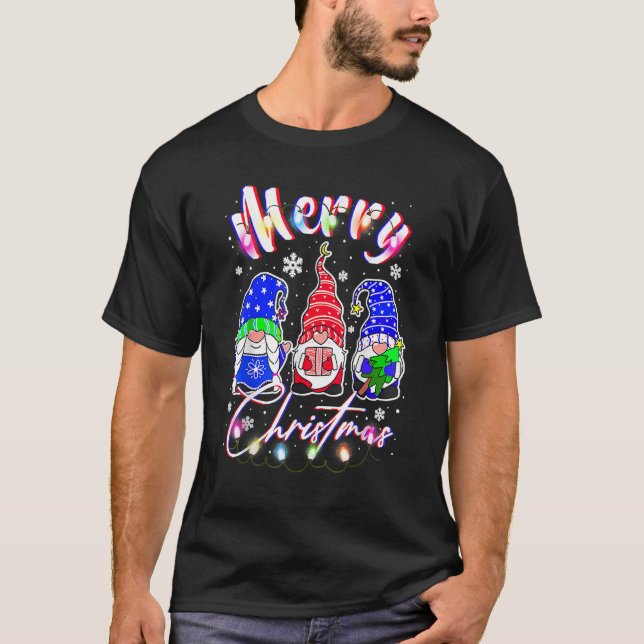 Tomte jul pyjamas trädgård God Jul Matchande T Shirt (Framsida)