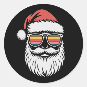 Tomte jul Retro solglasögon Xmas Holiday Runt Klistermärke
