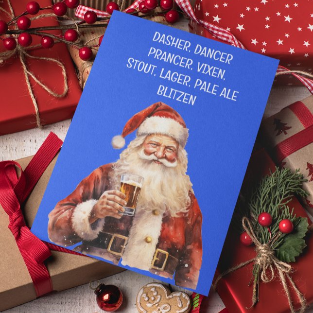Tomte jul Roliga Ren Namn Öl Helgkort (Skapare uppladdad)