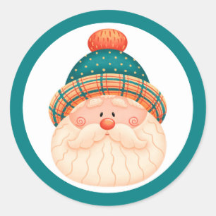 Tomte jul rund sticker runt klistermärke