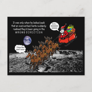 Tomte jul skämt renar fel riktning vykort