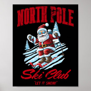 Tomte jul snö skidåkning på nordpolen poster