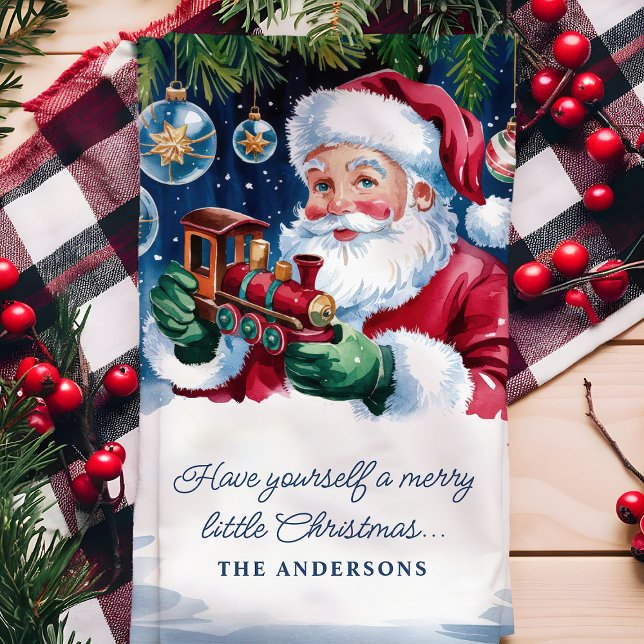 Tomte Jul Tåg Namn Overlay Kökshandduk (Skapare uppladdad)