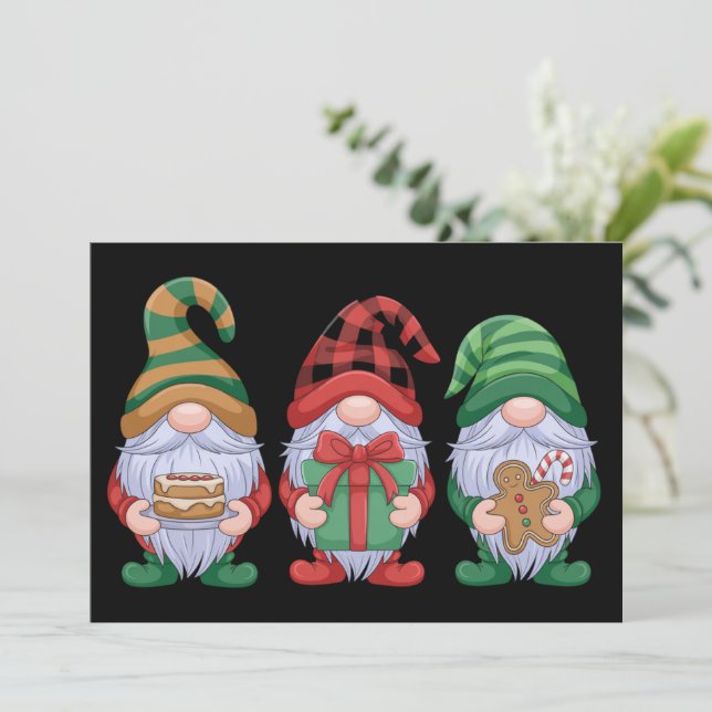 Tomte jul tomtar söta tomtar högtider  julkort (Stående Fram)