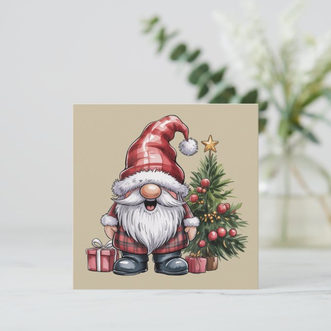 Tomte jul Vinter Säsong Tomte Älskare Högtid Julkort (Stående Fram)