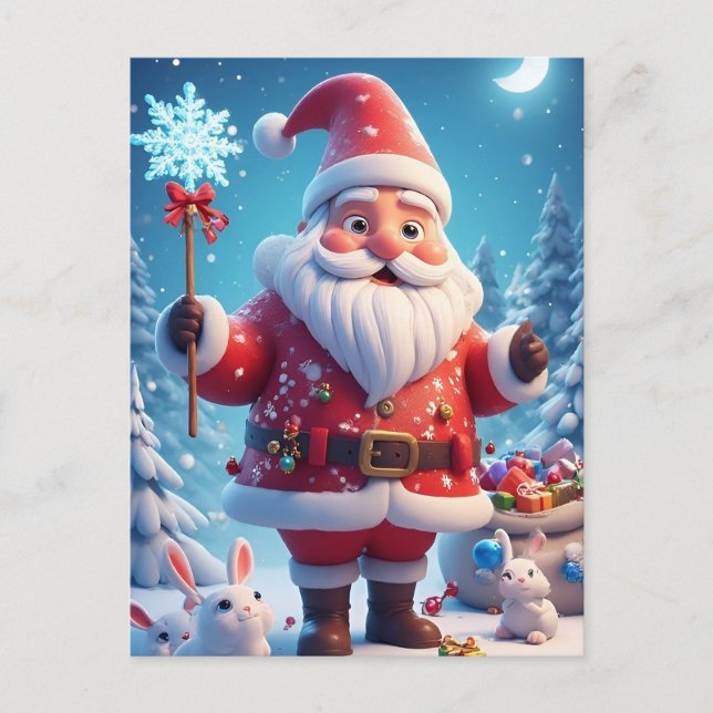 ❄️ Tomte Jul Vinter Snöflinga Glöd 🎄 Festlig Vykort (Framsida)