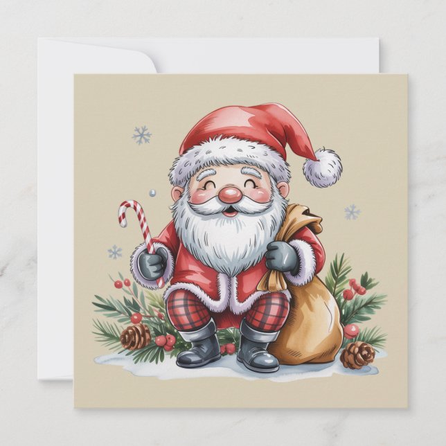 Tomte jul vintersäsongen Tomtar Älskare Högtid Julkort (Framsida)