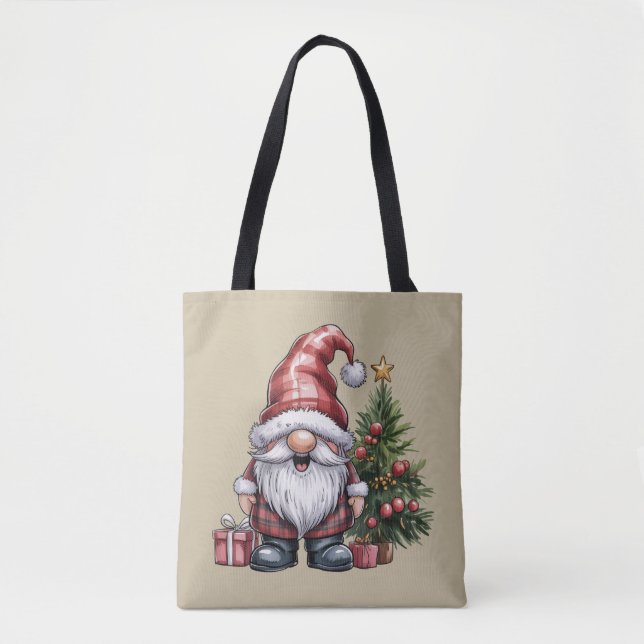 Tomte jul vintersäsongen Tomtar Älskare Högtid Tygkasse (Framsida)