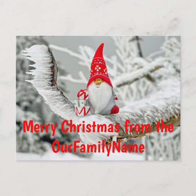 Tomte julen Santa Anpassa vykort (Framsida)