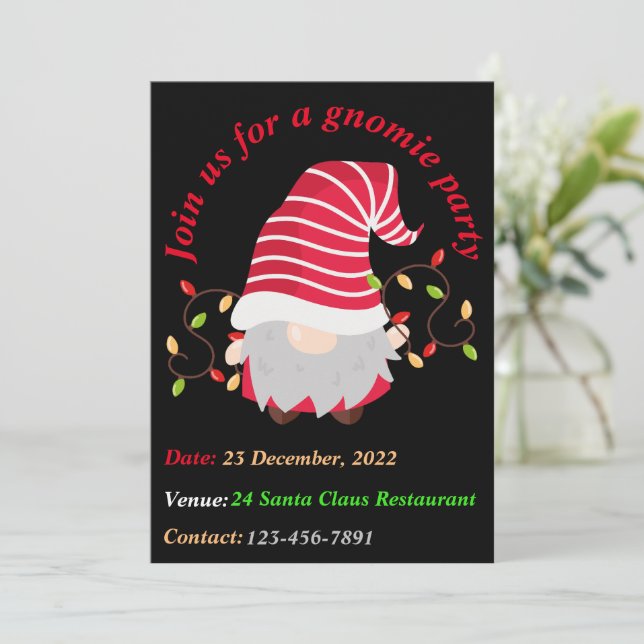 Tomte julfest inbjudan kort (Stående Fram)