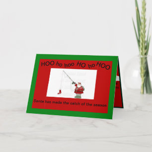 Tomte julfiske på ett julkort kort