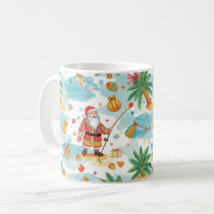 Tomte julfiske på sommaren kaffemugg