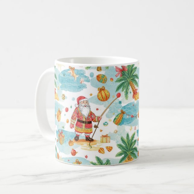Tomte julfiske på sommaren kaffemugg (Framsida vänster)