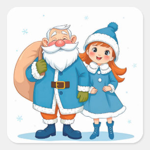 Tomte Julglädje Vinterfest Magi Fyrkantigt Klistermärke