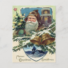 Tomte Julgran Klocka Stjärna Helg Vykort