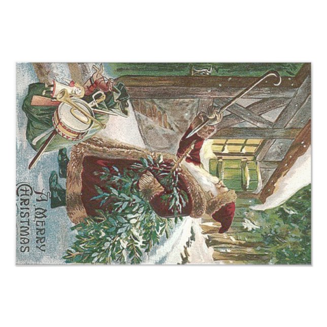 Tomte julgran påse med leksaker stuga fototryck (Framsidan)