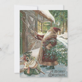 Tomte julgran presentpåse stuga julkort