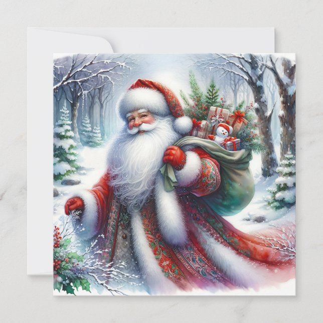 Tomte julhälsningskort kort (Framsida)