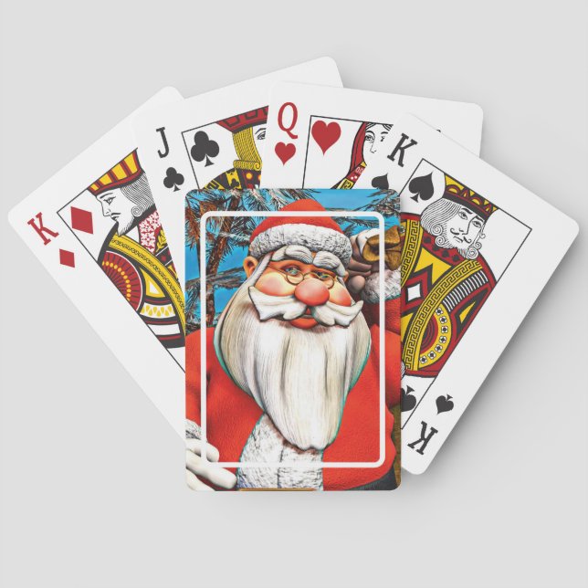 Tomte Julklappssäck Snöig Skog Konst Casinokort (Baksidan)