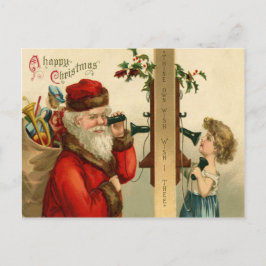 Tomte julsäck julgran telefon helg vykort
