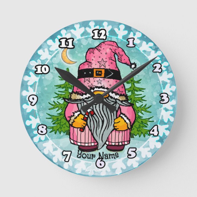 Tomte jultomte  rund klocka (Framsida)
