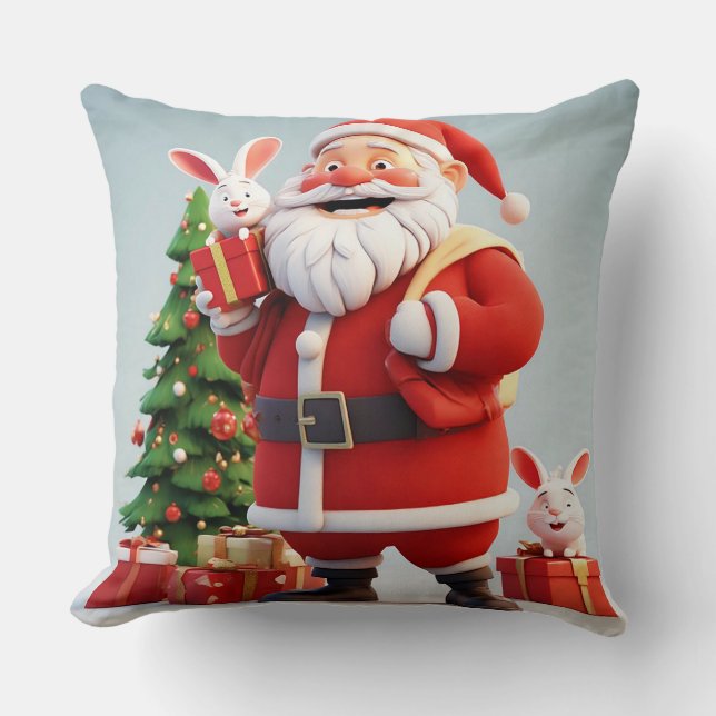 Tomte Kanin Jul Hem Mysig Scen Kudde (Framsida)