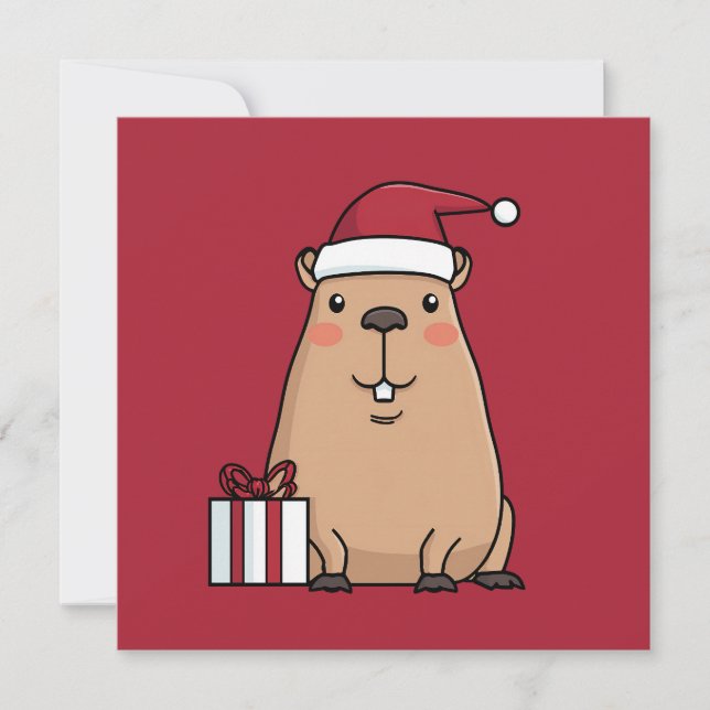 Tomte Kapybaror Semesternöje Julkort (Framsida)
