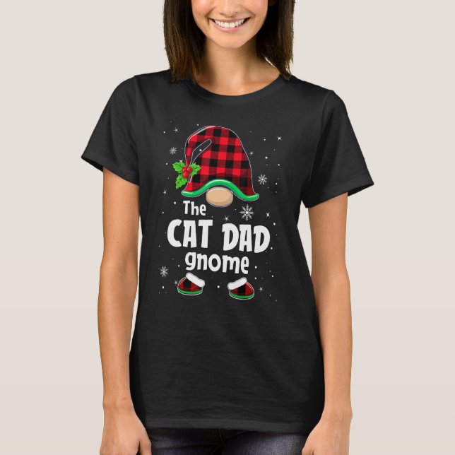 Tomte Katpappa Buffalo Rutig Julmatchning T Shirt (Framsida)