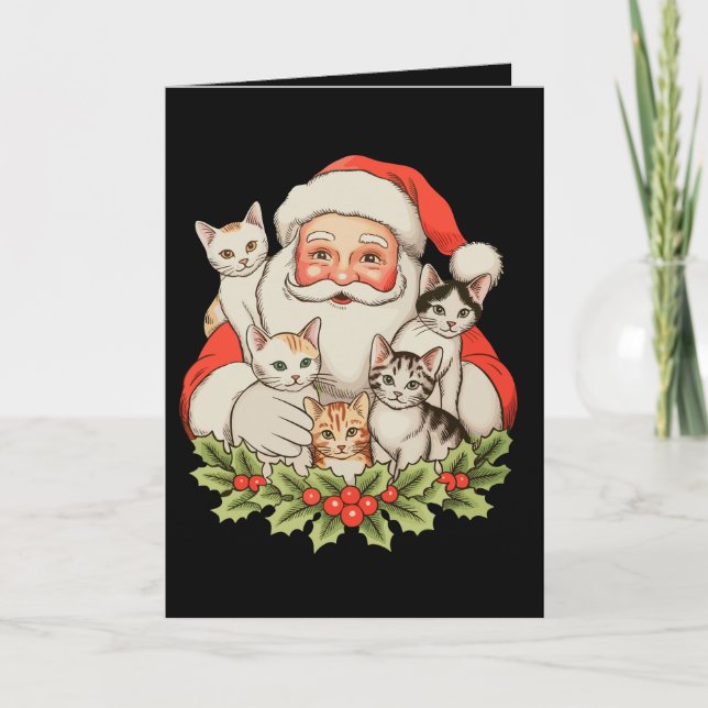 Tomte Katter Jul Xmas Högtid Helgkort (Framsida)