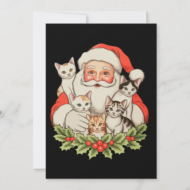 Tomte Katter Jul Xmas Högtid Julkort (Framsida)