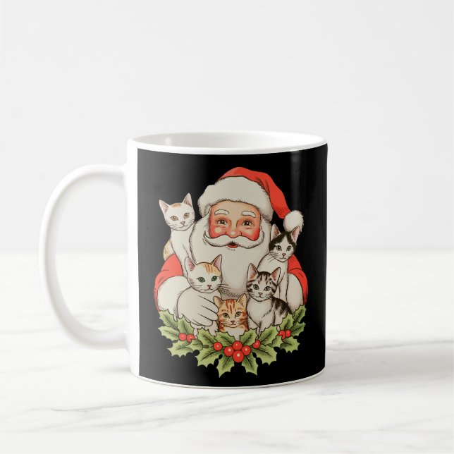 Tomte Kattungar Katter Jul Xmas Högtid Kaffemugg (Vänster)