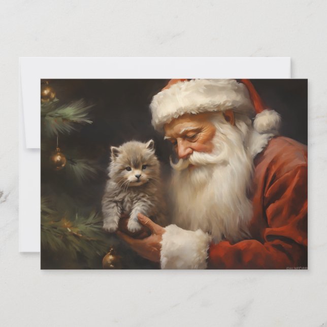 Tomte Kattunge Katt God Jul Julkort (Framsida)