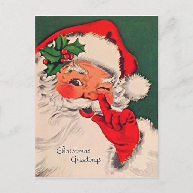Tomte klappar sin näsa vykort (Framsida)