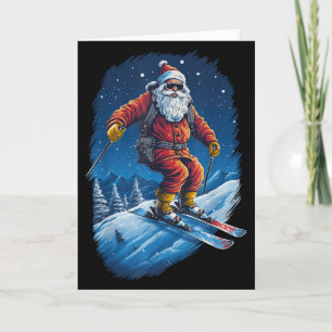 Tomte Klaus Sliter Upp Backarna Tomte Skidåkning J Kort