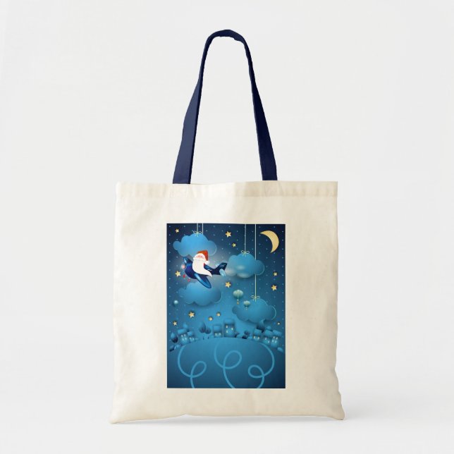 Tomte kommer  Tote Bag Tygkasse (Framsidan)