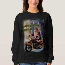 Tomte kör en motorcykel till jul på en t shirt