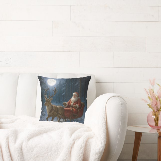 Tomte kör släde i månsken kudde (Soffa)