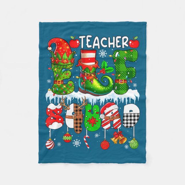 Tomte lärare Squad Xmas Färgstark Tomte Hatt Scute Fleecefilt (Framsidan)