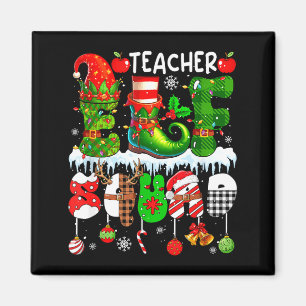 Tomte lärare Squad Xmas Färgstark Tomte Hatt Scute Magnet